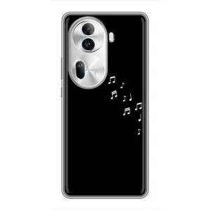 Чехол с картинками на черном фоне для Oppo Reno 11 Pro 5G (Ноты)