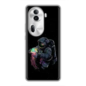 Силіконовый Чохол з принтом "Космонавти" на Oppo Reno 11 Pro 5G (В руках земля)