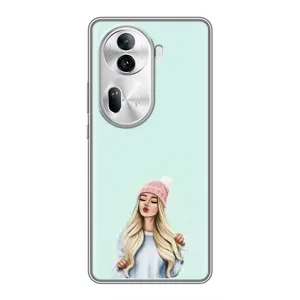 Силиконовый Чехол на Oppo Reno 11 Pro 5G с картинкой Стильных Девушек (В шапке)