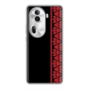 Силиконовый Чехол на Oppo Reno 11 Pro 5G с картинкой Вышиванки (Вышиванка на черном)
