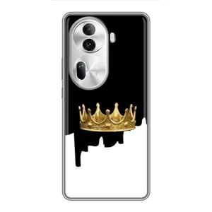 Чехол (Корона на чёрном фоне) для Оппо Рено 11 Про (5G) (Золотая корона)