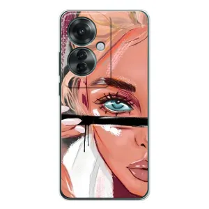 Силиконовый Чехол на OPPO Reno 11F с картинкой Стильных Девушек (Девушка и ресницы)
