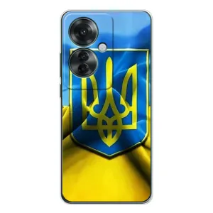 Чехол с картинкой (Патриотический ГЕРБ) на OPPO Reno 11F (Герб и Флаг Украины)