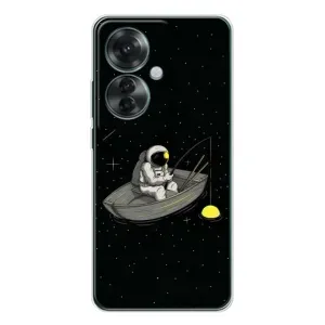 Силиконовый Чехол с принтом "Космонавты" на OPPO Reno 11F (Космонавт на рыбалке)