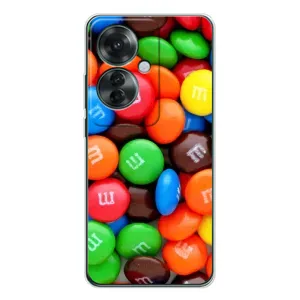 Чехол с изображением вкусной еды для OPPO Reno 11F (Разноцветные M&M'S)