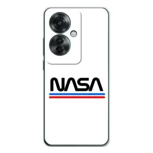 Силиконовый бампер с принтом "Наса" на OPPO Reno 11F (NASA на белом фоне)