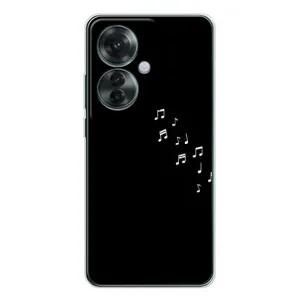 Чохол з картинками на чорному фоні для OPPO Reno 11F (Ноти)