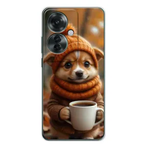 Друкований чохол 'Звірята з кавою' для OPPO Reno 11F (Песик з кавою)