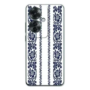 Силиконовый Чехол на OPPO Reno 11F с картинкой Вышиванки (Синяя вышиванка)