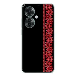 Силиконовый Чехол на OPPO Reno 11F с картинкой Вышиванки (Вышиванка на черном)