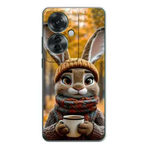 Друкований чохол 'Звірята з кавою' для OPPO Reno 11F (Зайчик з кавою)