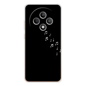 Чехол с картинками на черном фоне для OPPO Reno 12 F (Ноты)