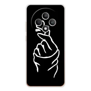 Чехлы (Знак сердечка) на OPPO Reno 12 F (Сердце на черном)