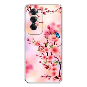 Чехол с принтом САКУРЫ на OPPO Reno 12 Pro (Бабочки на сакуре)