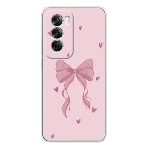 Чехол банты для OPPO Reno 12 Pro (Бант на розовом)