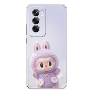 Чехол с принтом Лабубу для OPPO Reno 12 Pro (Фиолетовый Лабубу)