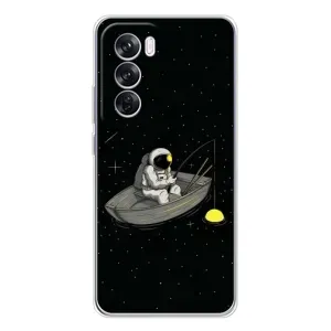 Силіконовый Чохол з принтом "Космонавти" на OPPO Reno 12 Pro (Космонавт на рибалці)