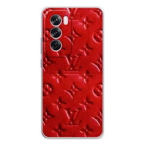 Текстурный Чехол Louis Vuitton для Оппо Рено 12 Про (Красный ЛВ)
