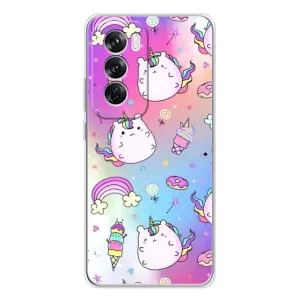 Чехол Unicorn на OPPO Reno 12 Pro (Радуга и Единорог)
