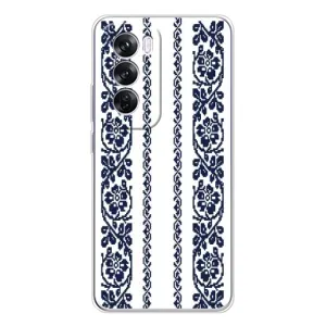 Силиконовый Чехол на OPPO Reno 12 Pro с картинкой Вышиванки (Синяя вышиванка)