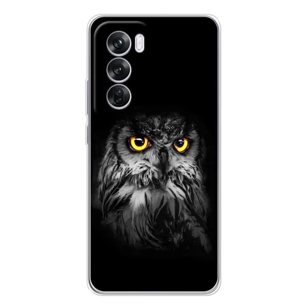 Чехол с рисунком «Сова на чёрном» для OPPO Reno 12 Pro Чехол с рисунком «Сова на чёрном» для OPPO Reno 12 Pro