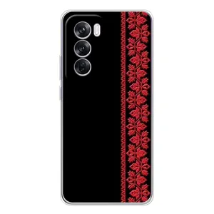 Силиконовый Чехол на OPPO Reno 12 Pro с картинкой Вышиванки (Вышиванка на черном)
