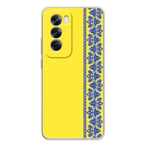 Силиконовый Чехол на OPPO Reno 12 Pro (Вышиванка на желтом)