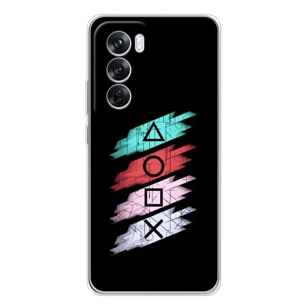 Чехол с рисунком «Значки Sony» для OPPO Reno 12 Pro Чехол с рисунком «Значки Sony» для OPPO Reno 12 Pro
