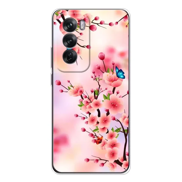 Чехол с рисунком «Бабочки на сакуре» для OPPO Reno 12 Чехол с рисунком «Бабочки на сакуре» для OPPO Reno 12