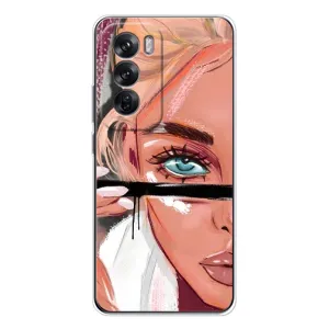 Силіконовый Чохол на OPPO Reno 12 з картинкой Модных девушек (Дівчина та вії)