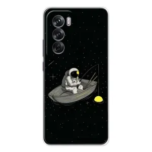 Силіконовый Чохол з принтом "Космонавти" на OPPO Reno 12 (Космонавт на рибалці)