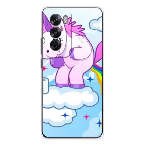 Чехол Unicorn на OPPO Reno 12 (Радуга единорожка)
