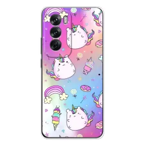 Чехол Unicorn на OPPO Reno 12 (Радуга и Единорог)
