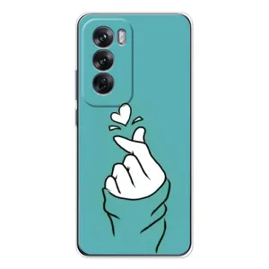 Чохол (Знак сердечка) для OPPO Reno 12 (Сердечко на бірюзовому)