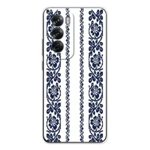 Силиконовый Чехол на OPPO Reno 12 с картинкой Вышиванки (Синяя вышиванка)