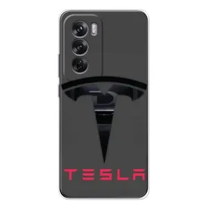 Силіконовий бампер з картинкою машини на OPPO Reno 12 (Logo TESLA)