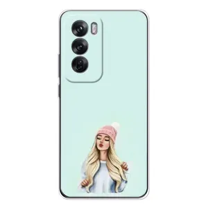 Силіконовый Чохол на OPPO Reno 12 з картинкой Модных девушек (В шапці)