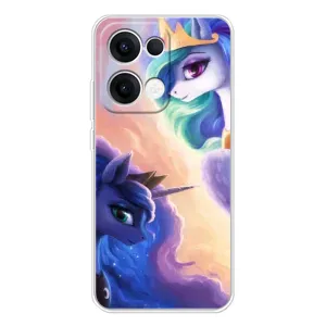 Чехол Unicorn на OPPO Reno 13 5G (Единорожки на тучках)