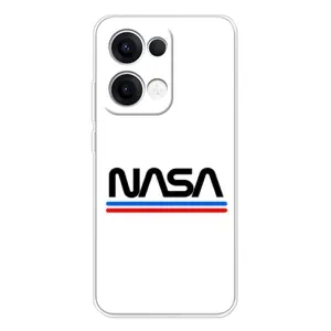 Силиконовый бампер с принтом "Наса" на OPPO Reno 13 5G (NASA на белом фоне)
