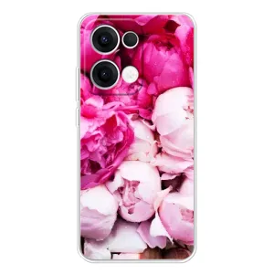 Силиконовый бампер с принтом (цветочки) на ОПО Reno 13 5G (Пионы)