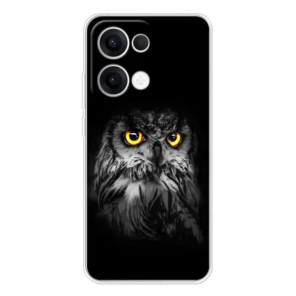 Чехол с рисунком «Сова на чёрном» для OPPO Reno 13 5G Чехол с рисунком «Сова на чёрном» для OPPO Reno 13 5G