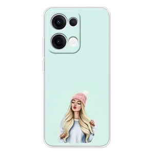 Силиконовый Чехол на OPPO Reno 13 5G с картинкой Стильных Девушек (В шапке)