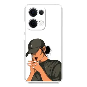 Силиконовый Чехол на OPPO Reno 13 5G с картинкой Стильных Девушек (В зеленом)