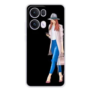 Чехол с картинкой Модные Девчонки OPPO Reno 13 Pro 5G (Девушка со смартфоном)