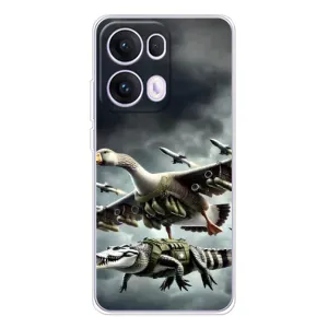 Чехол с мемами тралалело тралала для OPPO Reno 13 Pro 5G (Гусини и крокодило)