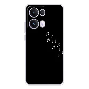 Чехол с картинками на черном фоне для OPPO Reno 13 Pro 5G (Ноты)