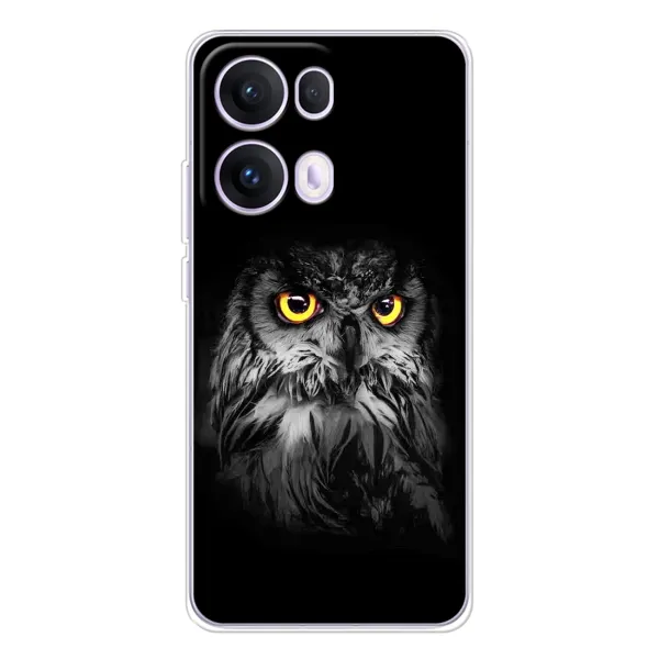 Чехол с рисунком «Сова на чёрном» для OPPO Reno 13 Pro 5G Чехол с рисунком «Сова на чёрном» для OPPO Reno 13 Pro 5G