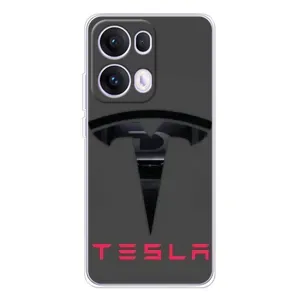 Силіконовий бампер з картинкою машини на OPPO Reno 13 Pro 5G (Logo TESLA)