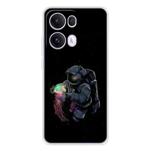 Силіконовый Чохол з принтом "Космонавти" на OPPO Reno 13 Pro 5G (В руках земля)