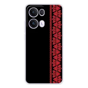 Силиконовый Чехол на OPPO Reno 13 Pro 5G с картинкой Вышиванки (Вышиванка на черном)
